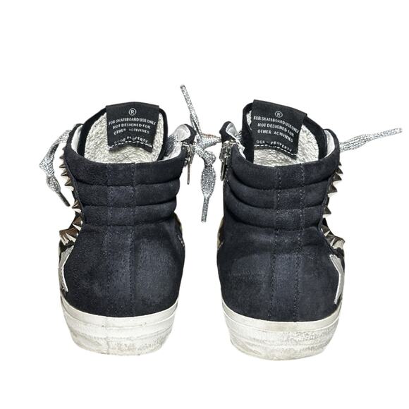 Golden Goose Private Edition Slide Black Suede Studded High Top Sneakers 38 BOX - Picture 6 of 12